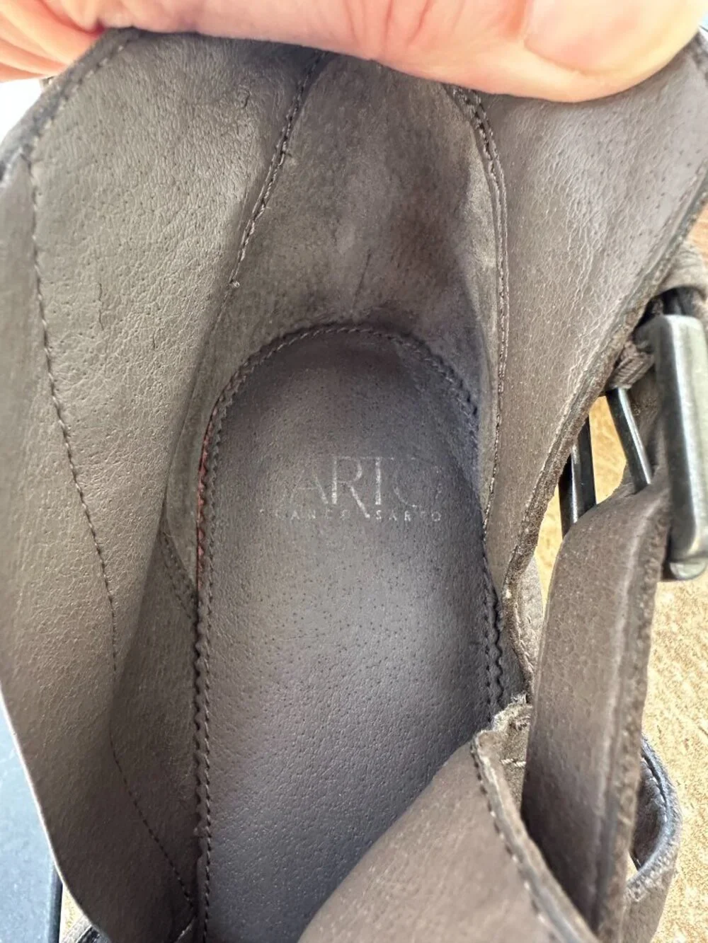 SARTO by Franco Sarto Norfolk Taupe Leather Wedge Booties - Size 9.5